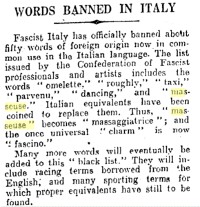 Massage word banned in Italy